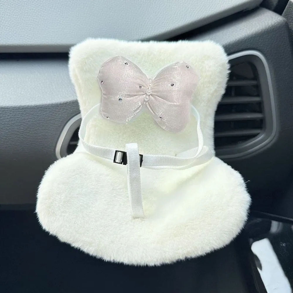 Labubu Fashion Furry Kids Car SeatAir Freshner With Bow For Your Car